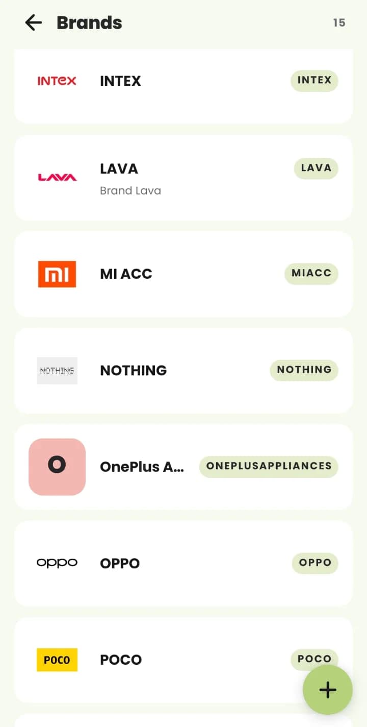 MyDukan Brands master listing brands with their logos and codes
